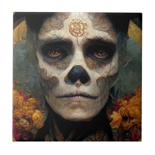 Day Of The Dead 3 Fantasy Skull Tile (Front)