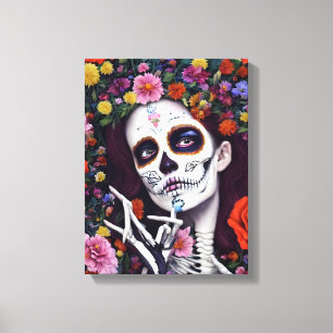 Day of the Dead AI Generated Stretched Canvas Print