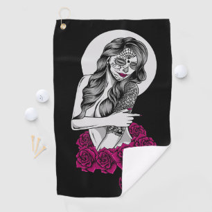 Day of the Dead and Roses Golf Towel