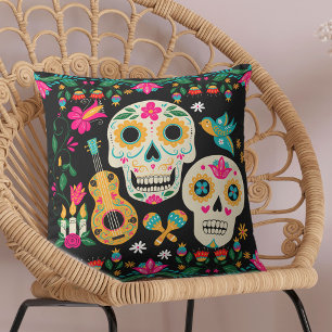 Day of the Dead Art Sugar Skulls Outdoor Pillow