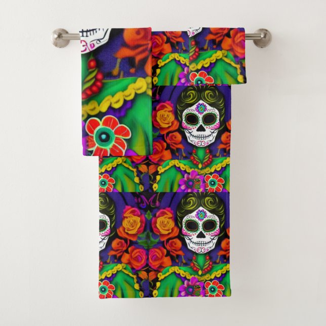 Day of the Dead Bath Towel Set (Insitu)