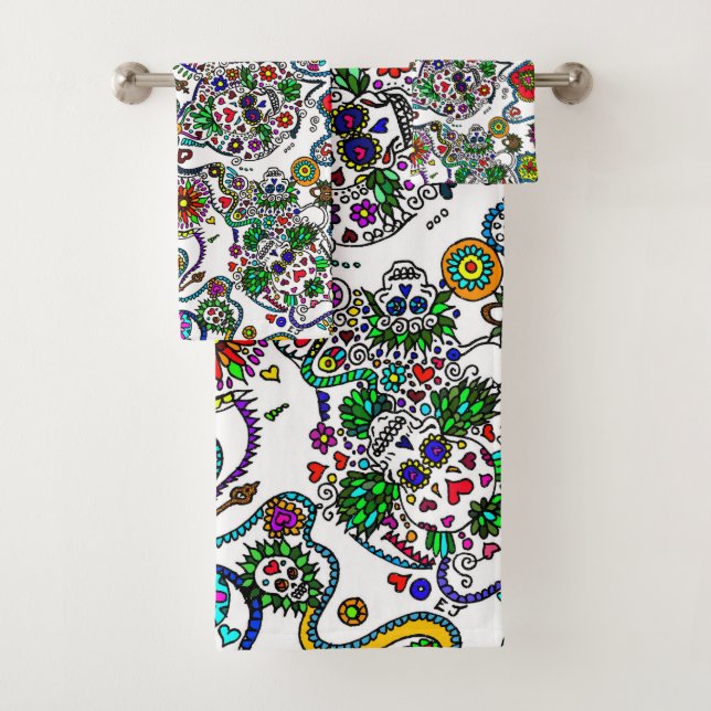 Day Of The Dead Bath Towel Set (Insitu)