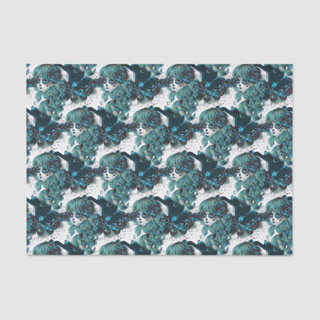 Day of the Dead Beautiful Sugar Skull Girl Tissue Paper (Front)