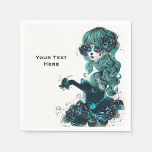 Day of the Dead Beautiful Sugar Skull Makeup Girl Napkin