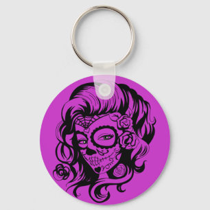 Day of the Dead Beauty Keychain