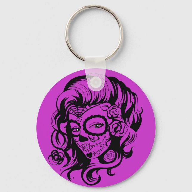 Day of the Dead Beauty Keychain (Front)