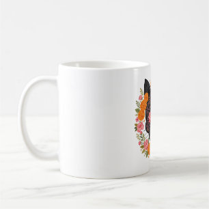 Day of the Dead Black Cat Skull Marigold Floral Coffee Mug