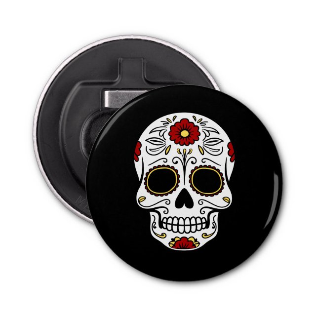 Day of the Dead Black Sugar Skull Party Favour Bottle Opener (Front)