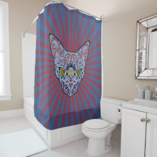 Day of the Dead Blue Cat Sugar Skull