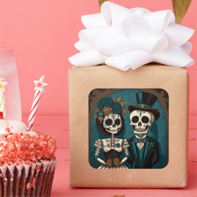 Day of the Dead Bride and Groom Stickers (Party)