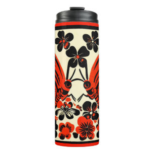 Day of the Dead Butterflies Woodcut 3 Thermal Tumbler
