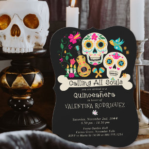 Day of the Dead Calling all Souls Quinceanera Invitation