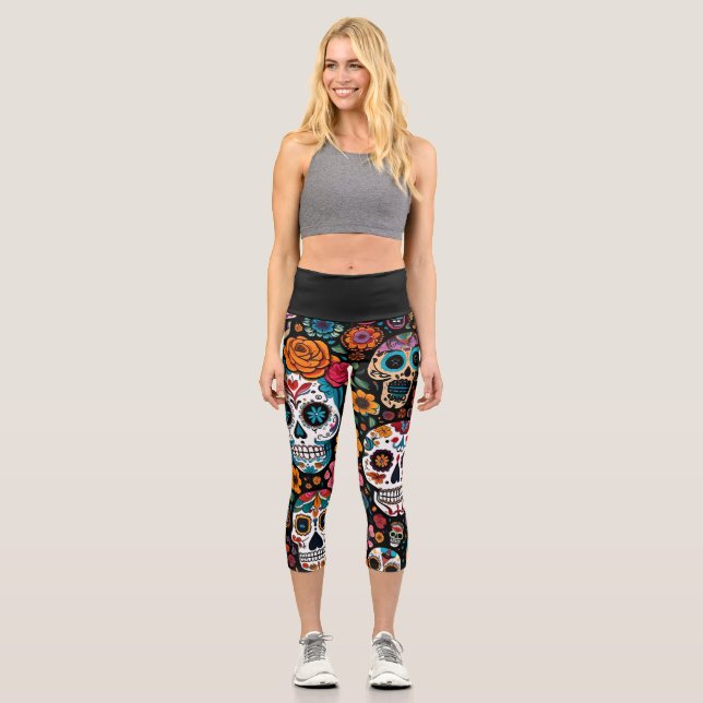 Day of the Dead Capri Leggings (Front)