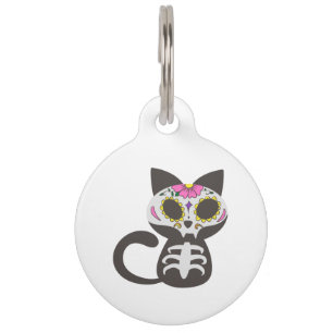 Day of the dead cat - Choose background color Pet Tag