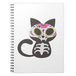 Day of the dead cat - Choose background colour Notebook