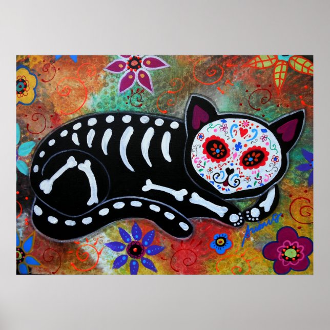 Day of the Dead Cat El Gato Painting Poster (Front)