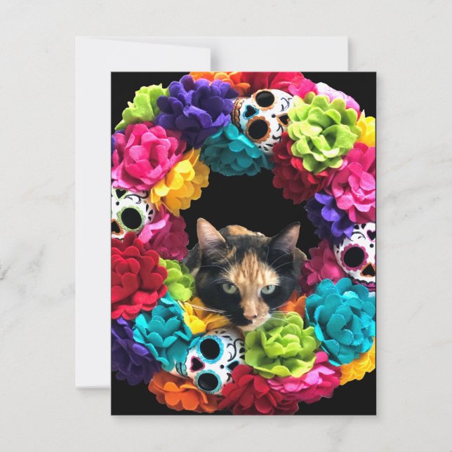 Day of the Dead Cat  Holiday Card (Front)
