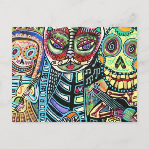 Day Of The Dead Cat Serenade Postcard