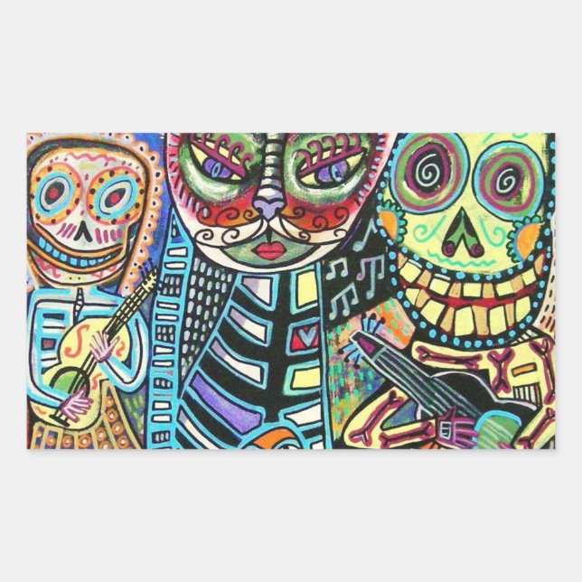 Day Of The Dead Cat Serenade Sticker (Front)