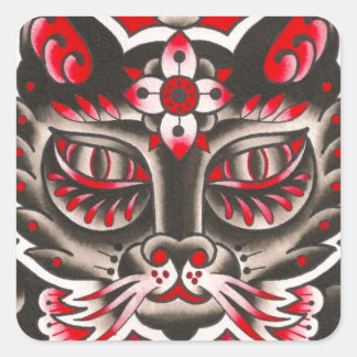 Day of the Dead Cat Square Sticker