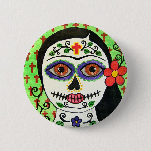 Day of the dead  catrina button (Front)