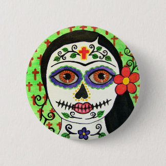 Day of the dead catrina button