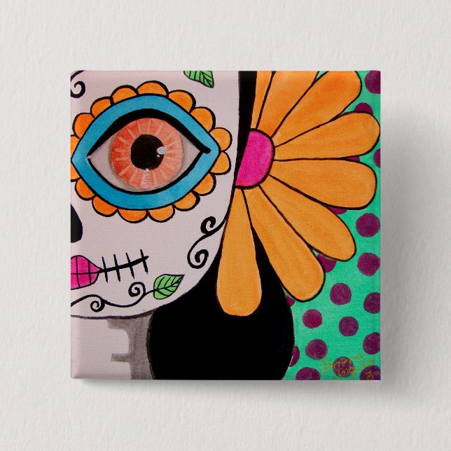 Day of the dead catrina button (Front)