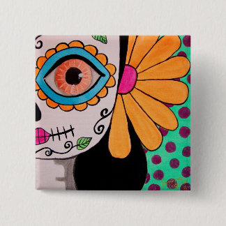 Day of the dead catrina button