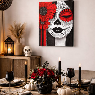 Day of the Dead Catrina Gothic Floral Canvas Print
