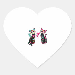 Day of the Dead Cats Shirt Cat Lovers Dia De Los M Heart Sticker