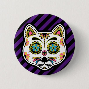 Day of the Dead Cats Sugar Skull 2 Inch Round Button