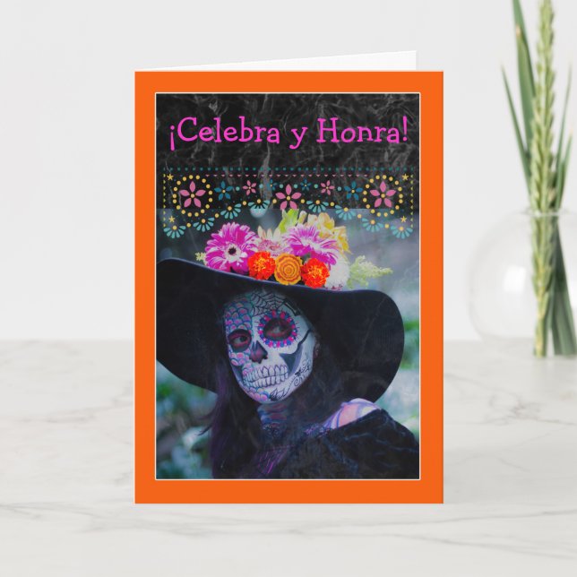 Day of the Dead Celebrate and Honour in Spanish Card (Front)