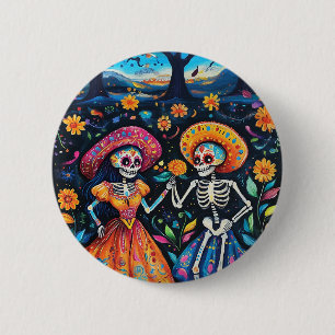 Day of the dead colorful design 2 inch round button