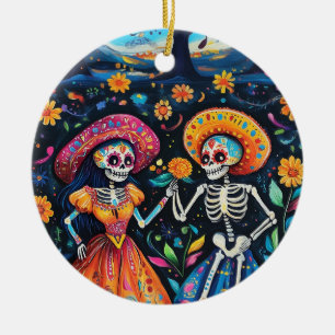 Day of the dead colorful design ceramic ornament