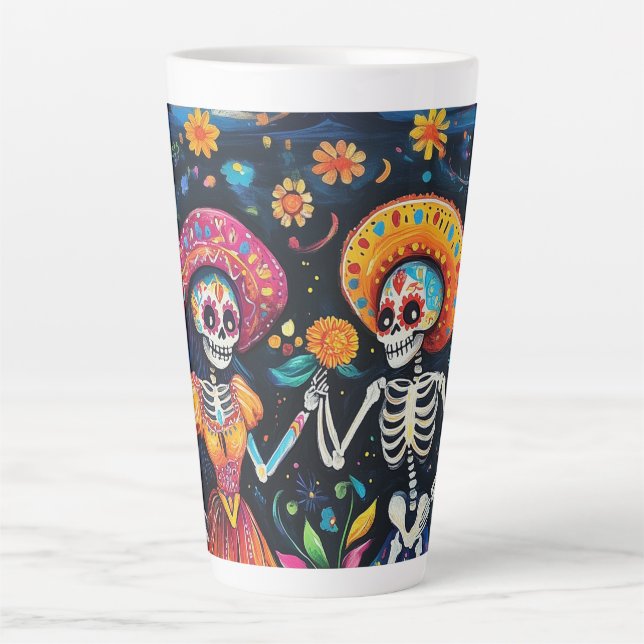 Day of the dead colorful design latte mug (Front)