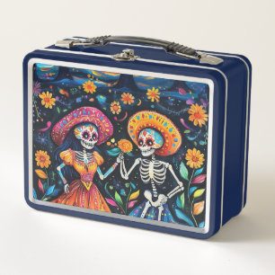 Day of the dead colorful design metal lunch box