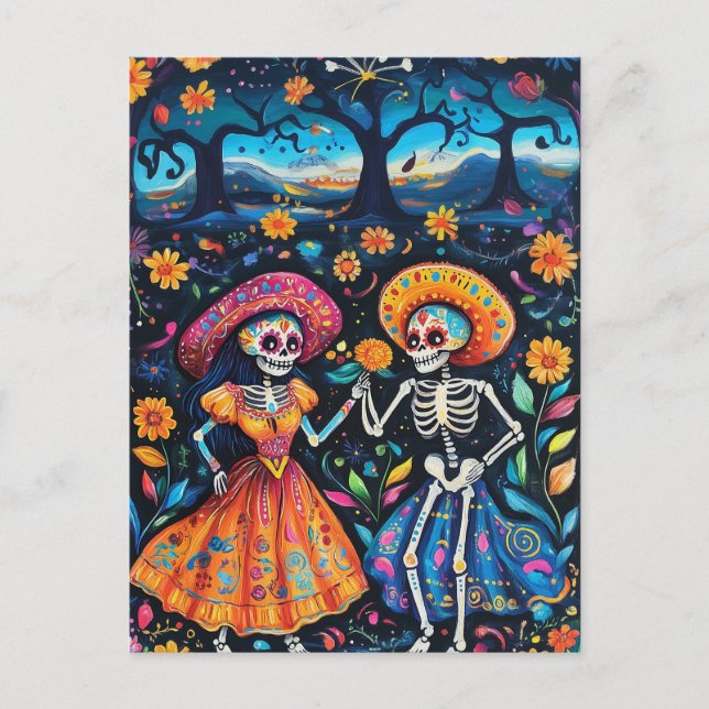 Day of the dead colorful design postcard (Front)