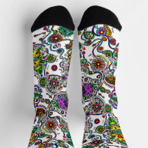 Day Of The Dead Colorful Skull Socks