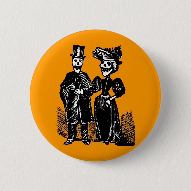 Day of the Dead Couple 2 Inch Round Button (Front)