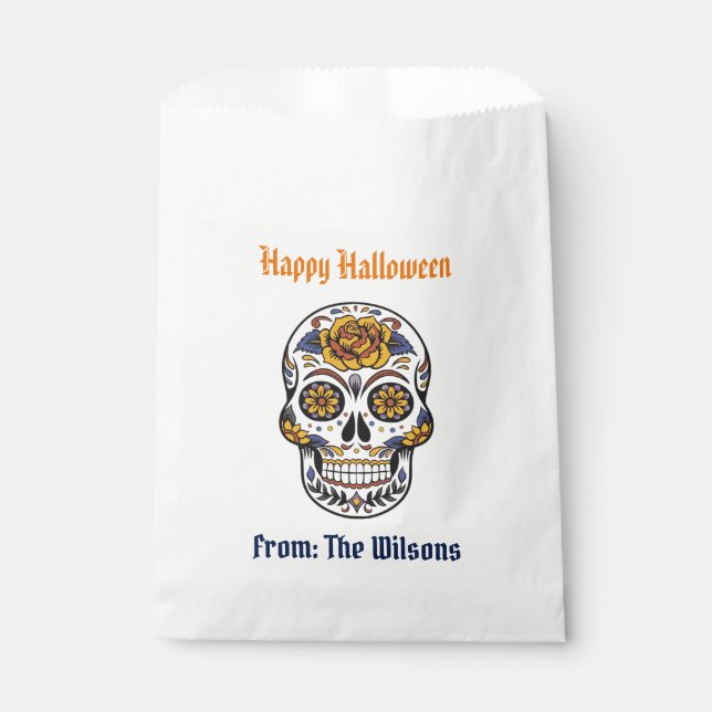 Day of the Dead Custom Sugar Skull Halloween Favour Bag (Front)
