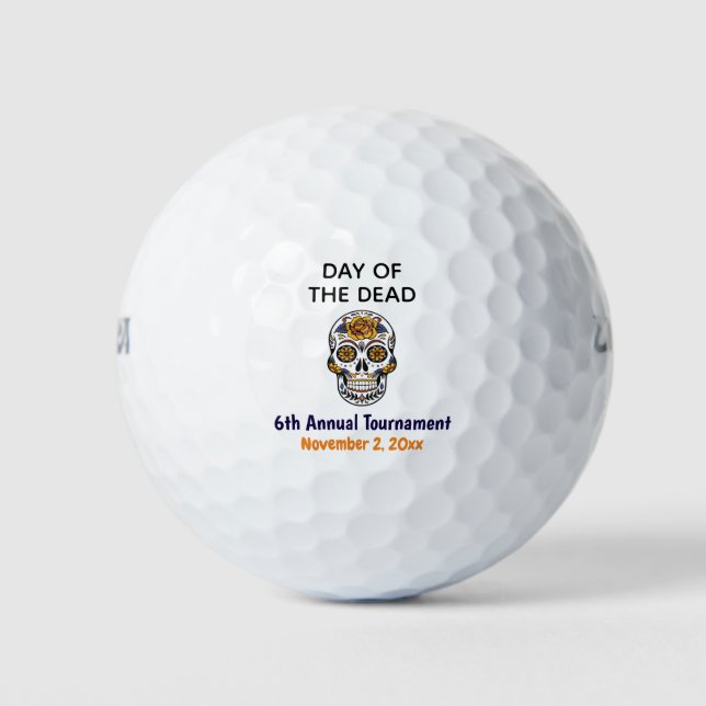 Day of the Dead Custom Sugar Skull Halloween Golf Balls (Front)