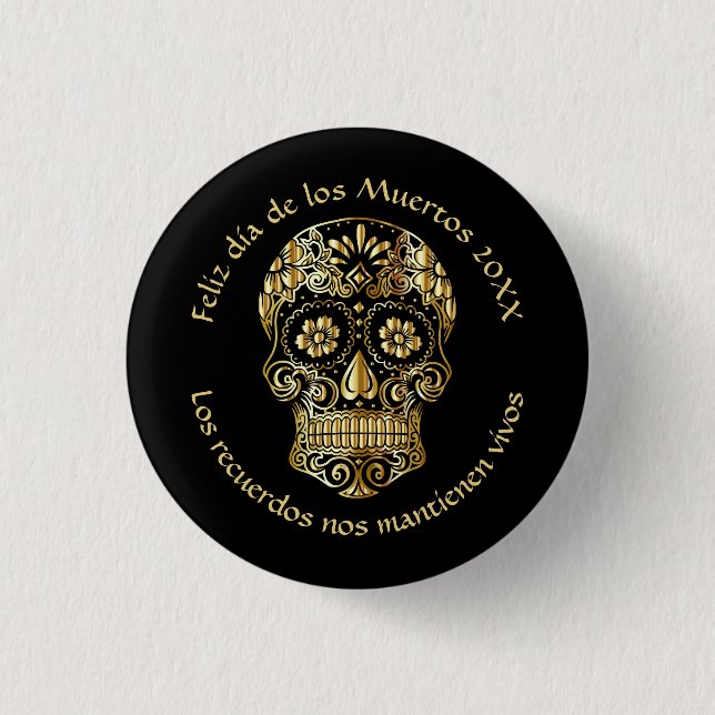 Day of The Dead - Customize Add Name & Message 1 Inch Round Button (Front)