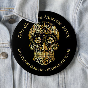 Day of The Dead - Customize Add Name & Message  6 Inch Round Button