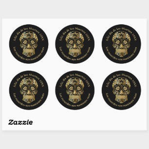 Day of The Dead - Customize Add Name & Message Classic Round Sticker