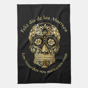 Day of The Dead - Customize Add Name & Message Kitchen Towel