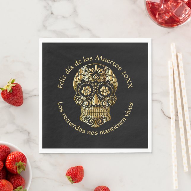 Day of The Dead - Customize Add Name & Message Napkin (Insitu)
