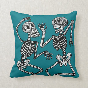 Day of the Dead Dancing Skeletons - Customize! Throw Pillow