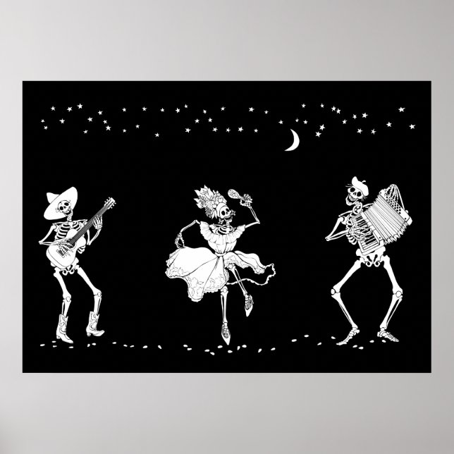 Day of the Dead Dancing Skeletons Poster (Front)