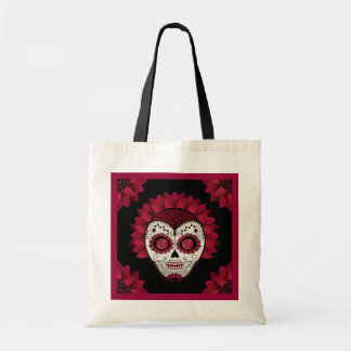 Day of the Dead decorative spiderweb flower skull Tote Bag