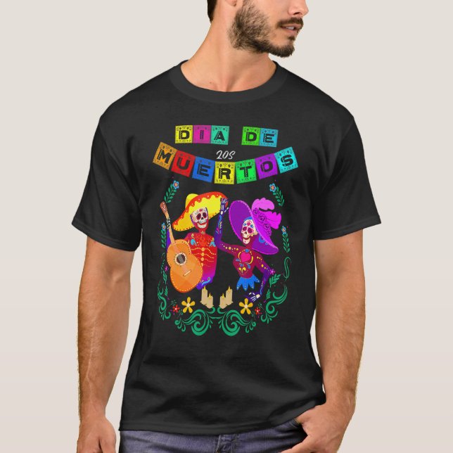 Day of the Dead Dia de los Muertos Mexican Skull M T-Shirt (Front)